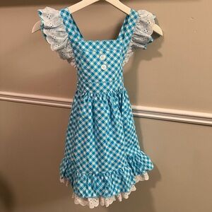Eleanor Rose Babydoll Party Dress Girls 6–7 Blue Gingham
